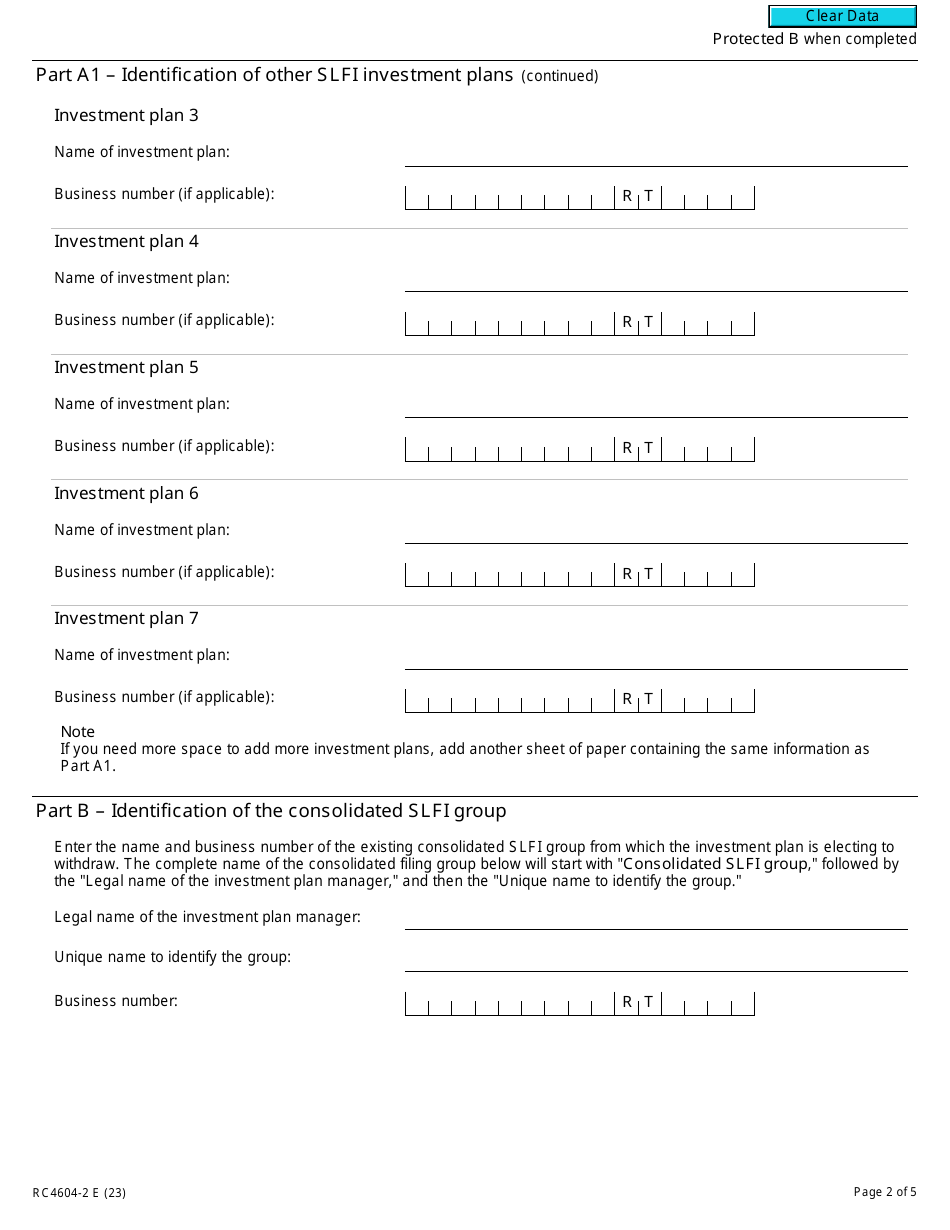 Form RC4604-2 Election for a Selected Listed Financial Institution to Withdraw From a Gst / Hst Consolidated Filing Election - Canada, Page 2