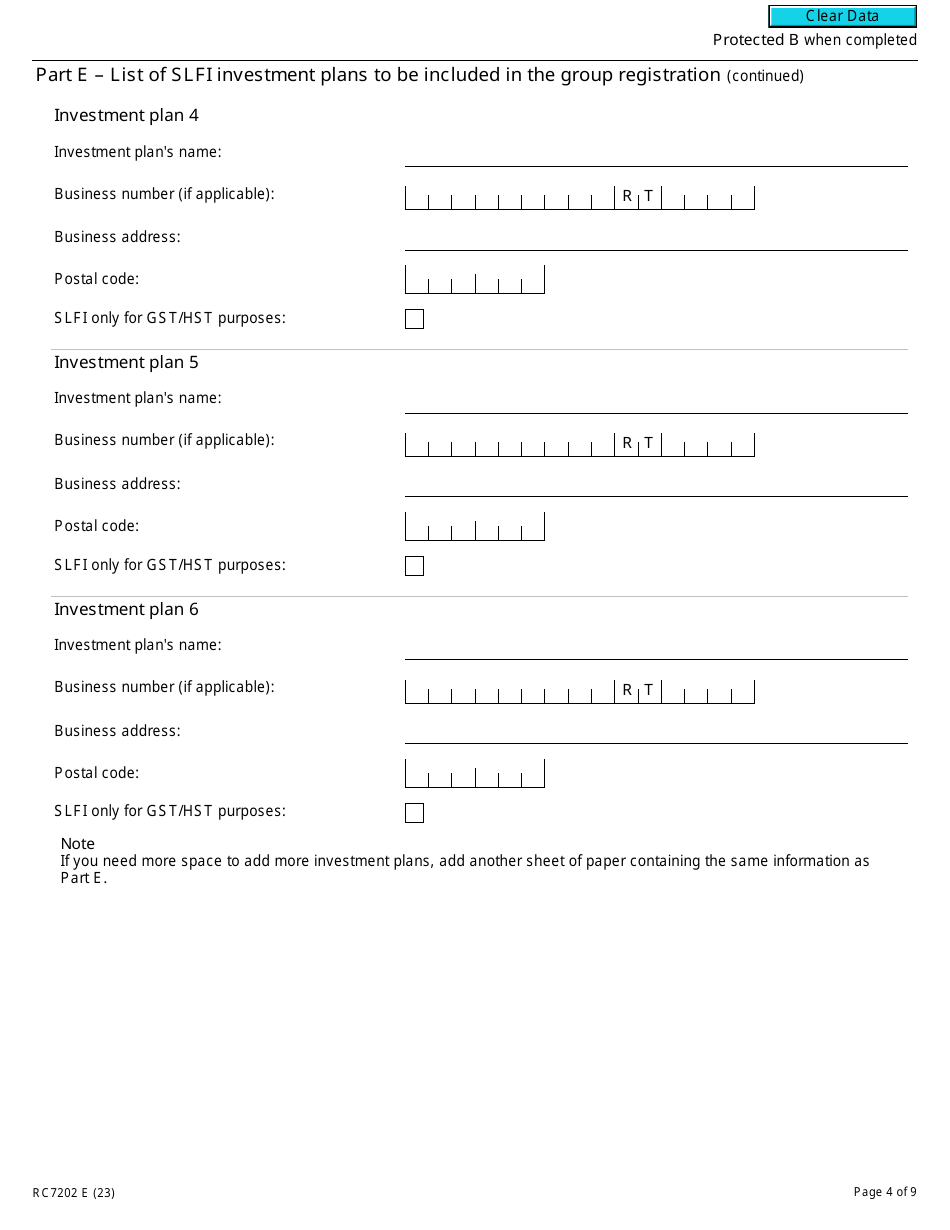 Form RC7202 Request for a Group Registration Number for Selected Listed Financial Institutions With Consolidated Filing for Gst / Hst and Qst Purposes or Only for Qst Purposes - Canada, Page 4