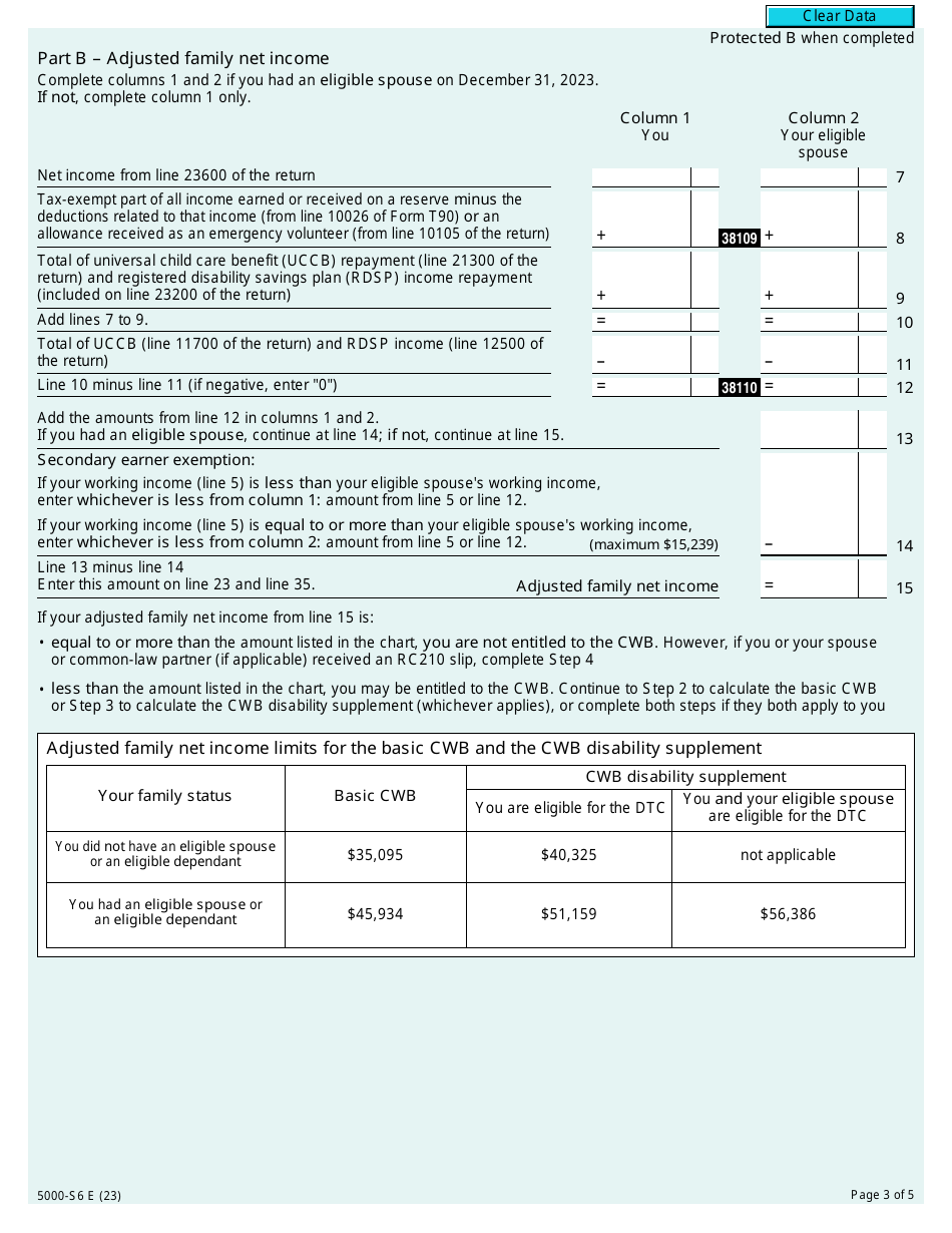 Form 5000-S6 Schedule 6 Canada Workers Benefit - Canada, Page 3