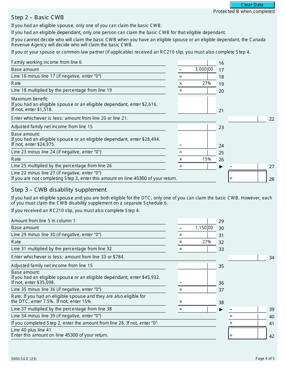 Form 5000-S6 Schedule 6 Canada Workers Benefit - Canada, Page 4