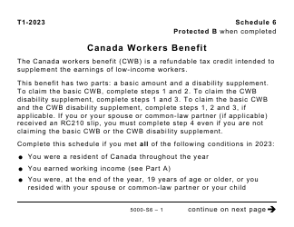 Document preview: Form 5000-S6 Schedule 6 Canada Workers Benefit - Large Print - Canada, 2023