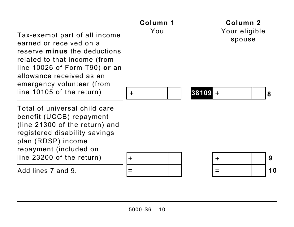 Form 5000-S6 Schedule 6 Canada Workers Benefit - Large Print - Canada, Page 10