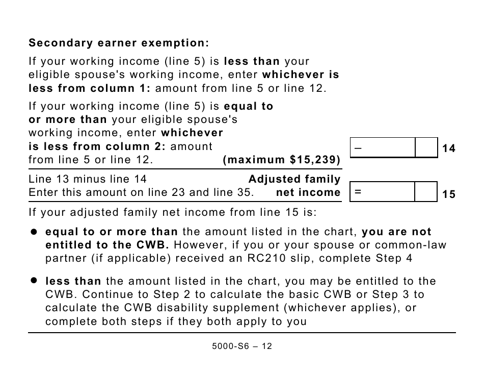Form 5000-S6 Schedule 6 Canada Workers Benefit - Large Print - Canada, Page 12