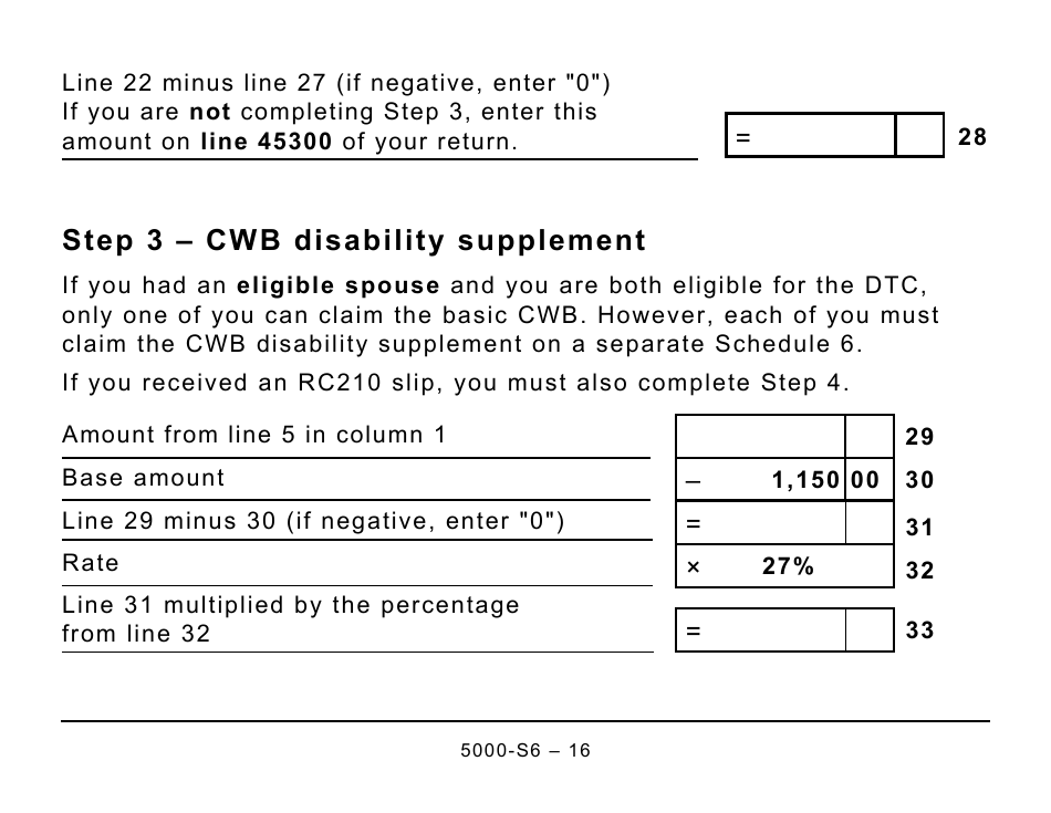 Form 5000-S6 Schedule 6 Canada Workers Benefit - Large Print - Canada, Page 16