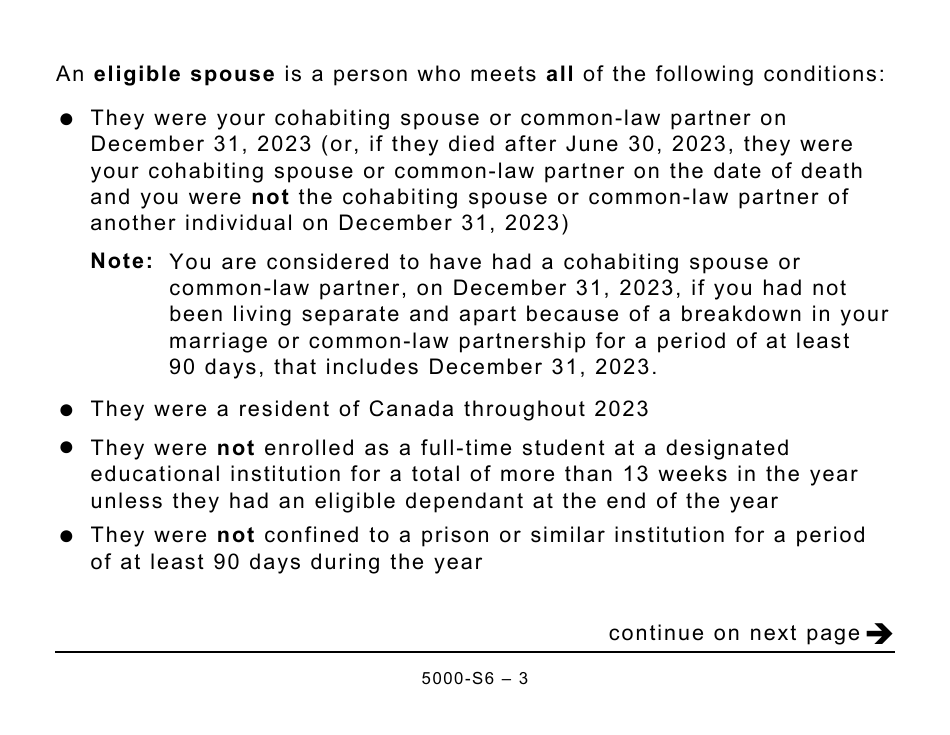 Form 5000-S6 Schedule 6 Canada Workers Benefit - Large Print - Canada, Page 3