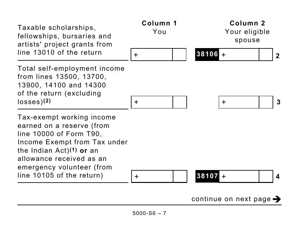 Form 5000-S6 Schedule 6 Canada Workers Benefit - Large Print - Canada, Page 7