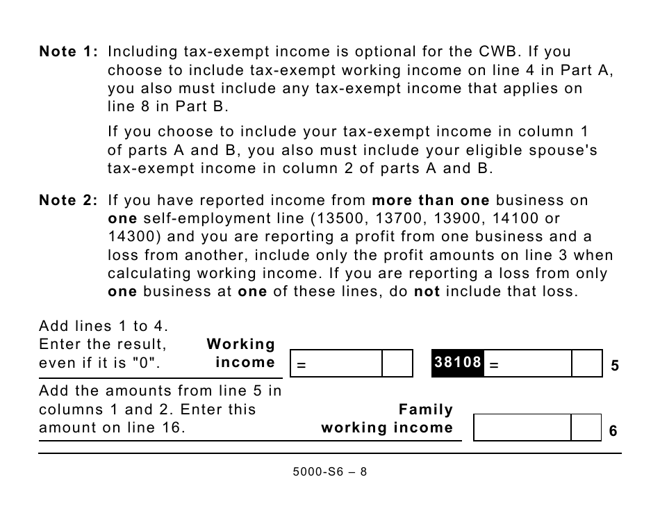 Form 5000-S6 Schedule 6 Canada Workers Benefit - Large Print - Canada, Page 8