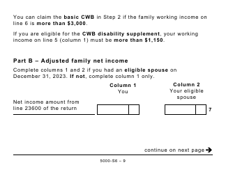 Form 5000-S6 Schedule 6 Canada Workers Benefit - Large Print - Canada, Page 9