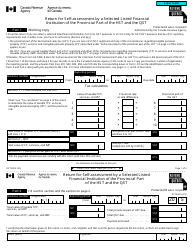 Document preview: Form RC7249 Return for Self-assessment by a Selected Listed Financial Institution of the Provincial Part of the Hst and the Qst - Canada