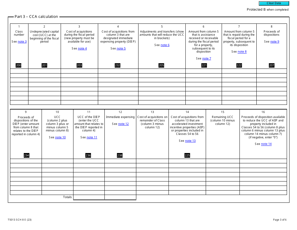 Form T5013 Schedule 8 Capital Cost Allowance (Cca) - Canada, Page 3