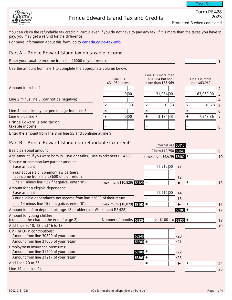 Form 5002C (PE428) Download Fillable PDF or Fill Online Prince Edward