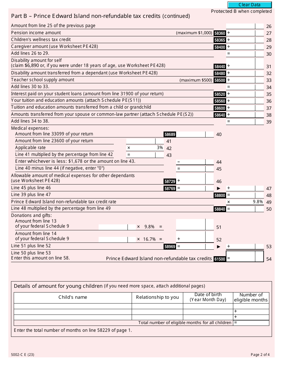 Form 5002C (PE428) Download Fillable PDF or Fill Online Prince Edward