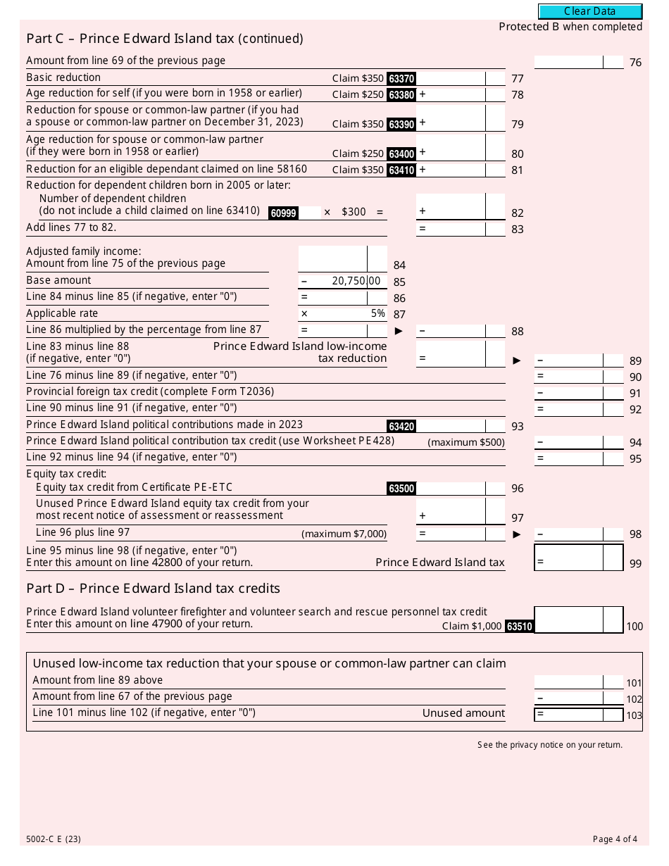 Form 5002-C (PE428) Prince Edward Island Tax and Credits - Canada, Page 4