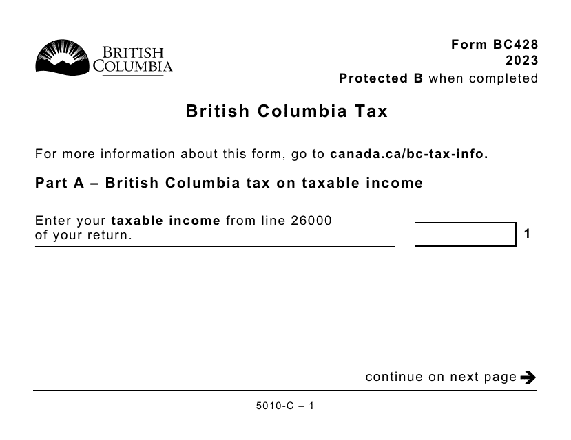 Form BC428 (5010-C) British Columbia Tax - Large Print - Canada, 2023