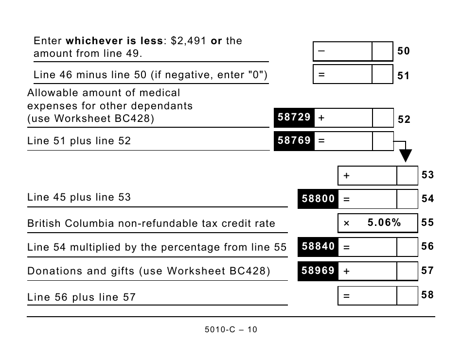 Form BC428 (5010-C) British Columbia Tax - Large Print - Canada, Page 10