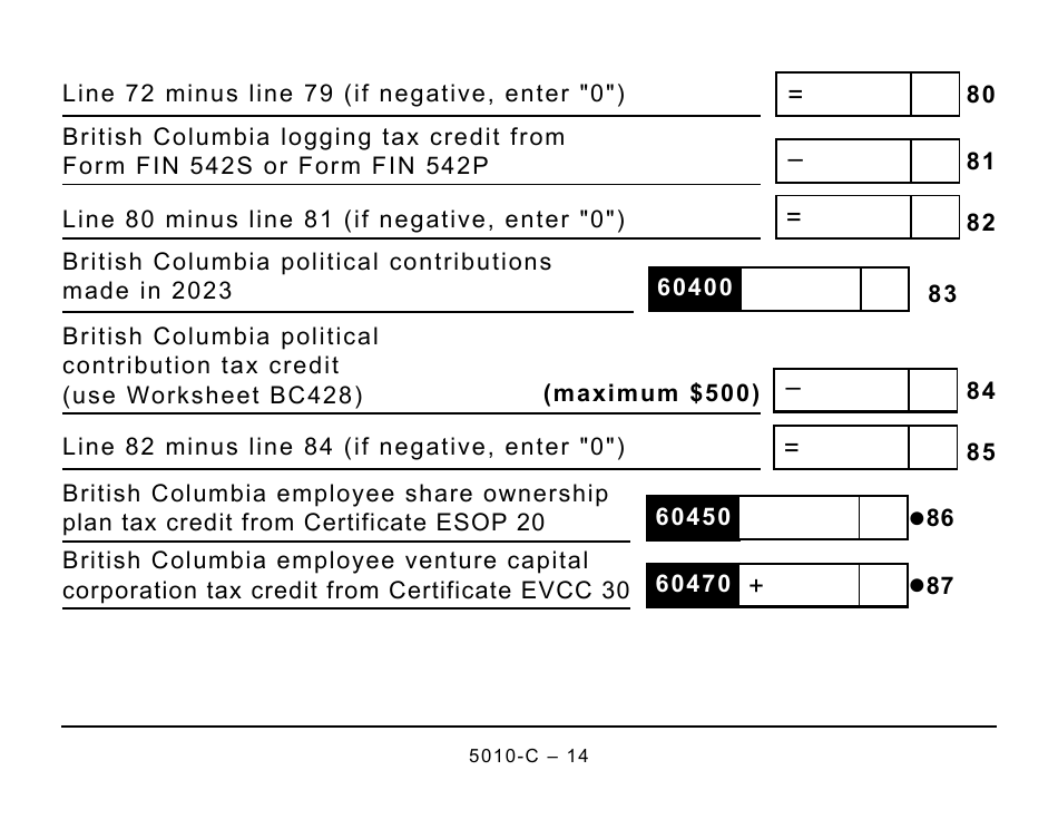Form BC428 (5010-C) British Columbia Tax - Large Print - Canada, Page 14