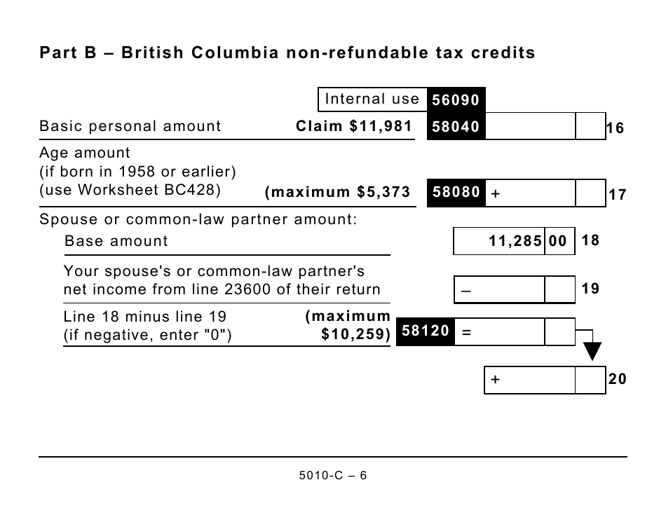 Form BC428 (5010-C) British Columbia Tax - Large Print - Canada, Page 6