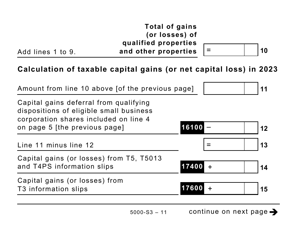 Form 5000-S3 Schedule 3 Capital Gains (Or Losses) - Large Print - Canada, Page 11