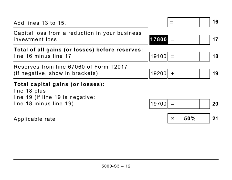 Form 5000-S3 Schedule 3 Capital Gains (Or Losses) - Large Print - Canada, Page 12
