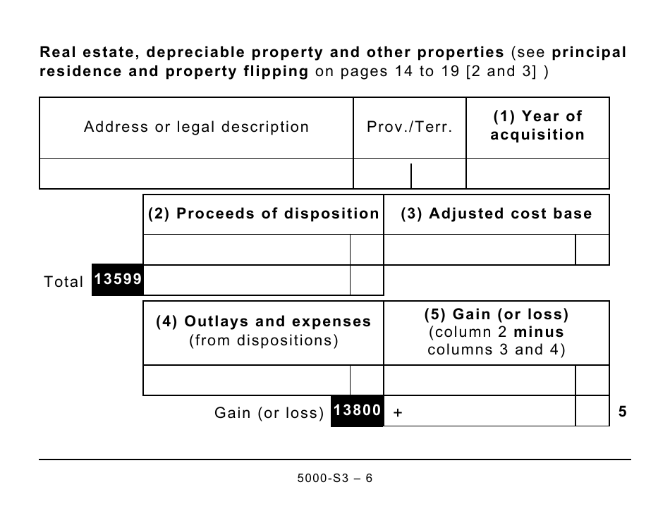 Form 5000-S3 Schedule 3 Capital Gains (Or Losses) - Large Print - Canada, Page 6