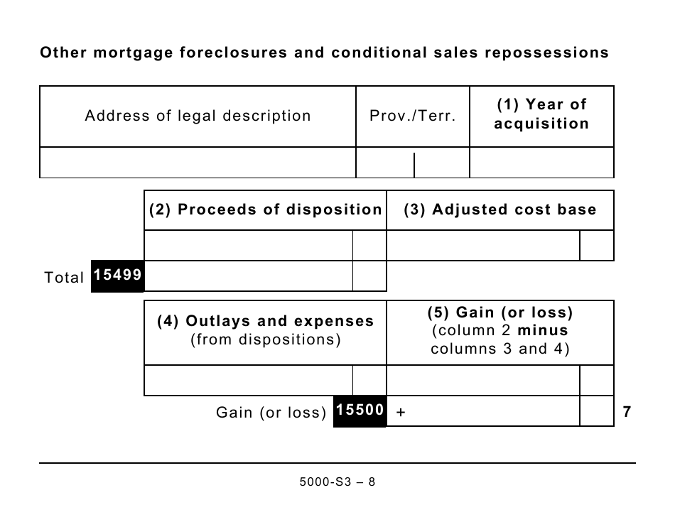 Form 5000-S3 Schedule 3 Capital Gains (Or Losses) - Large Print - Canada, Page 8
