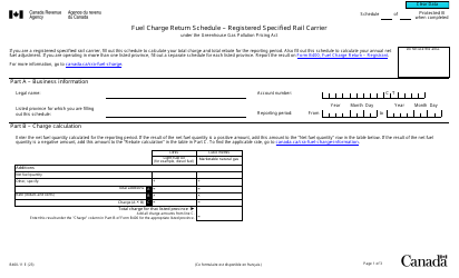 Form B400-11 Fuel Charge Return Schedule - Registered Specified Rail Carrier - Canada