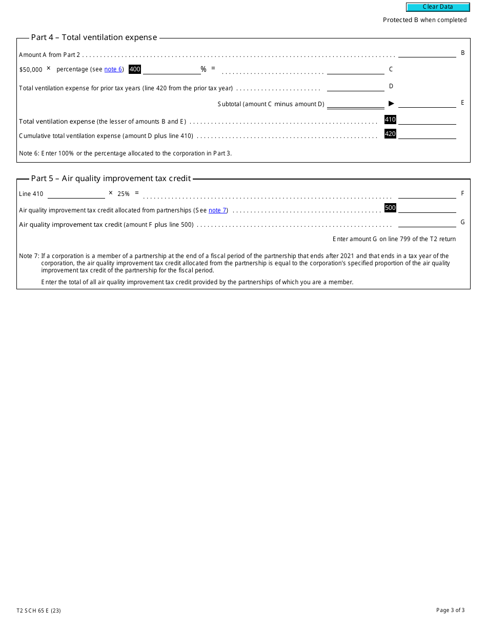 Form T2 Schedule 65 Air Quality Improvement Tax Credit (2022 and Later Tax Years) - Canada, Page 3