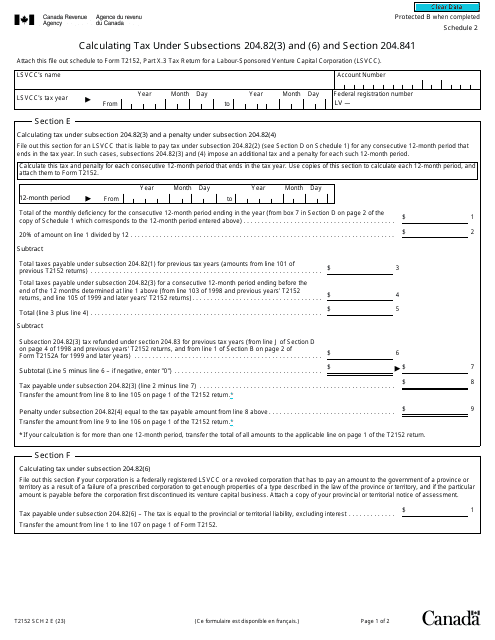Form T2152 Schedule 2  Printable Pdf