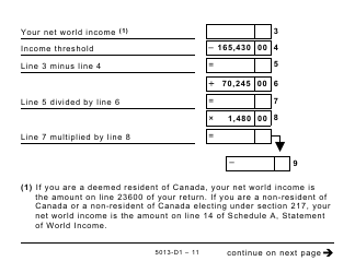 Form 5013-D1 Federal Worksheet for Non-residents and Deemed Residents of Canada - Large Print - Canada, Page 11