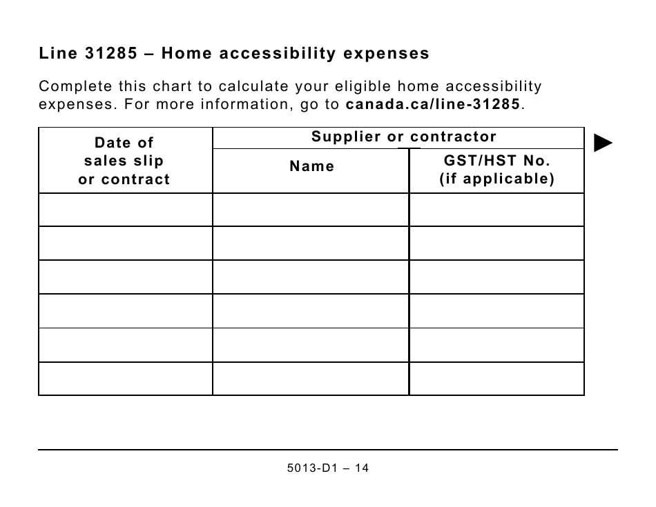 Form 5013-D1 Federal Worksheet for Non-residents and Deemed Residents of Canada - Large Print - Canada, Page 14