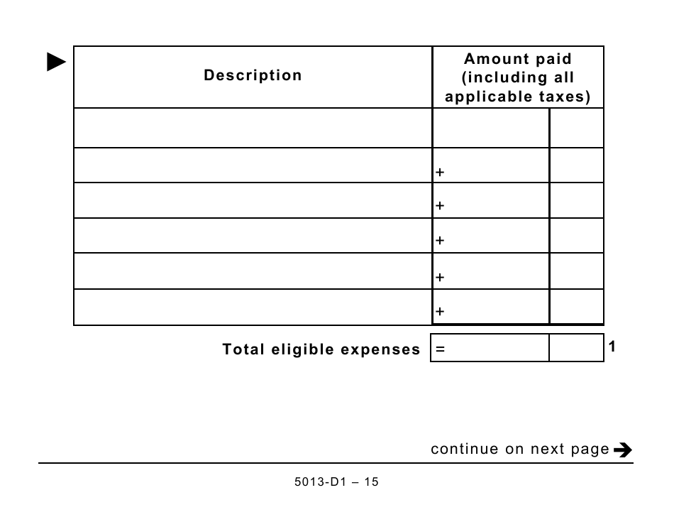 Form 5013-D1 Federal Worksheet for Non-residents and Deemed Residents of Canada - Large Print - Canada, Page 15