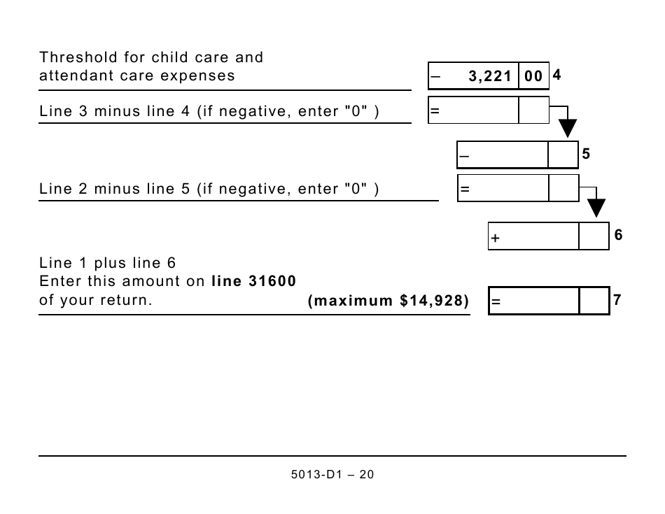 Form 5013-D1 Federal Worksheet for Non-residents and Deemed Residents of Canada - Large Print - Canada, Page 20