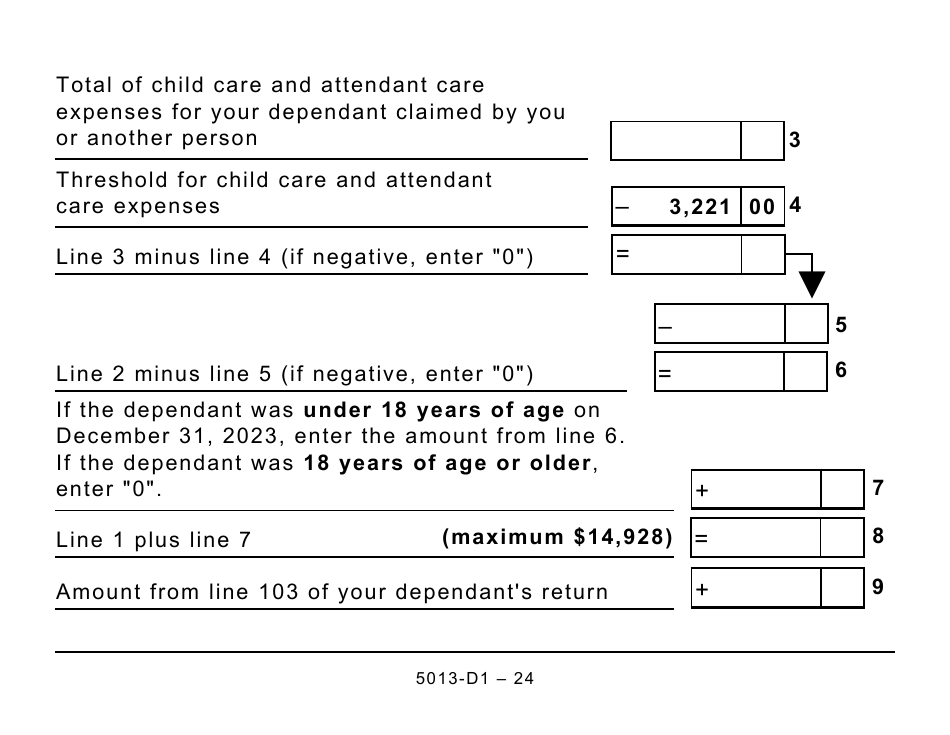 Form 5013-D1 Federal Worksheet for Non-residents and Deemed Residents of Canada - Large Print - Canada, Page 24