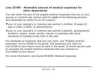 Form 5013-D1 Federal Worksheet for Non-residents and Deemed Residents of Canada - Large Print - Canada, Page 26