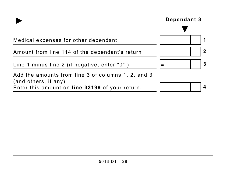 Form 5013-D1 Federal Worksheet for Non-residents and Deemed Residents of Canada - Large Print - Canada, Page 28