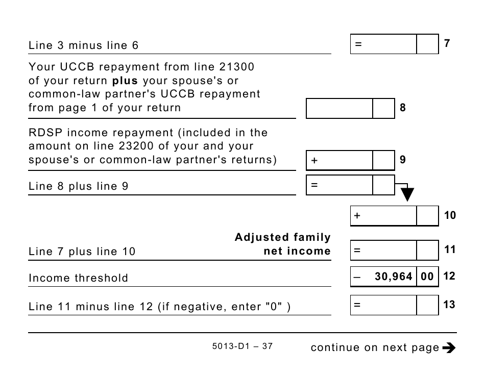 Form 5013-D1 Federal Worksheet for Non-residents and Deemed Residents of Canada - Large Print - Canada, Page 37