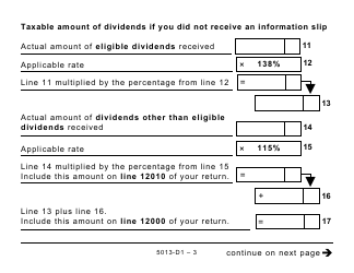 Form 5013-D1 Federal Worksheet for Non-residents and Deemed Residents of Canada - Large Print - Canada, Page 3