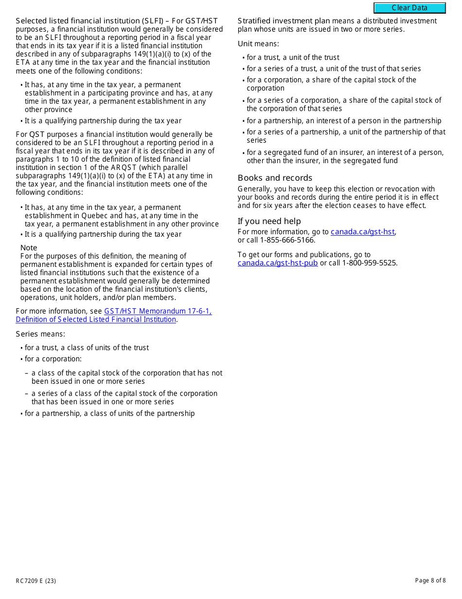 Form RC7209 Download Fillable PDF or Fill Online Elections or ...