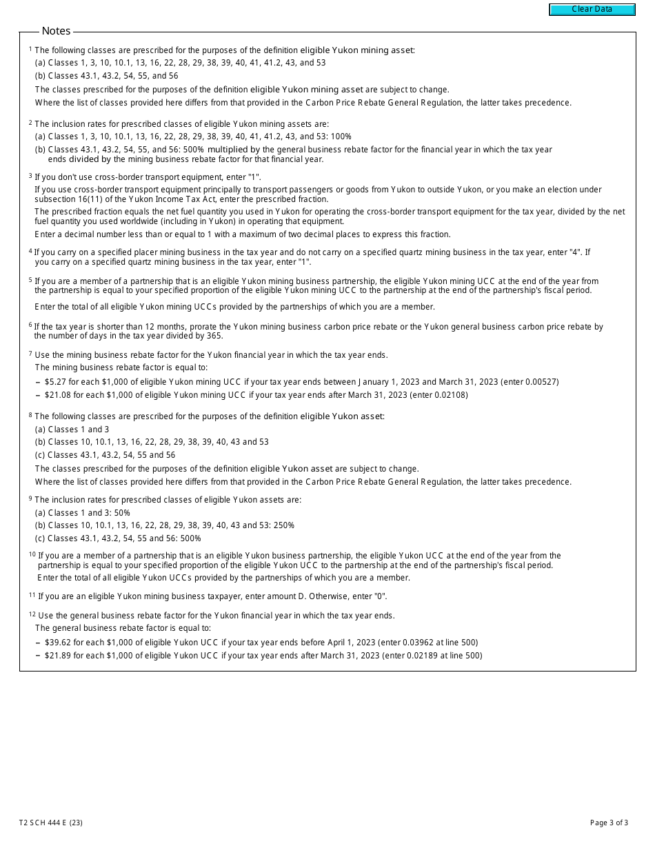 Form T2 Schedule 444 Yukon Business Carbon Price Rebate (2023 and Later Tax Years) - Canada, Page 3