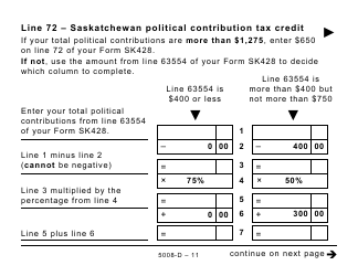 Form 5008-D Worksheet SK428 Saskatchewan - Large Print - Canada, Page 11