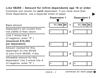 Form 5008-D Worksheet SK428 Saskatchewan - Large Print - Canada, Page 3