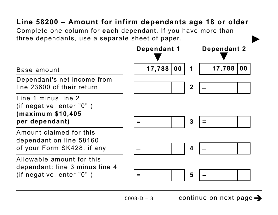 Form 5008-D Worksheet SK428 Saskatchewan - Large Print - Canada, Page 3