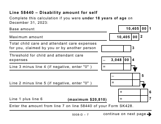 Form 5008-D Worksheet SK428 Saskatchewan - Large Print - Canada, Page 7