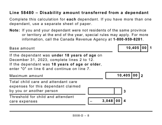 Form 5008-D Worksheet SK428 Saskatchewan - Large Print - Canada, Page 8