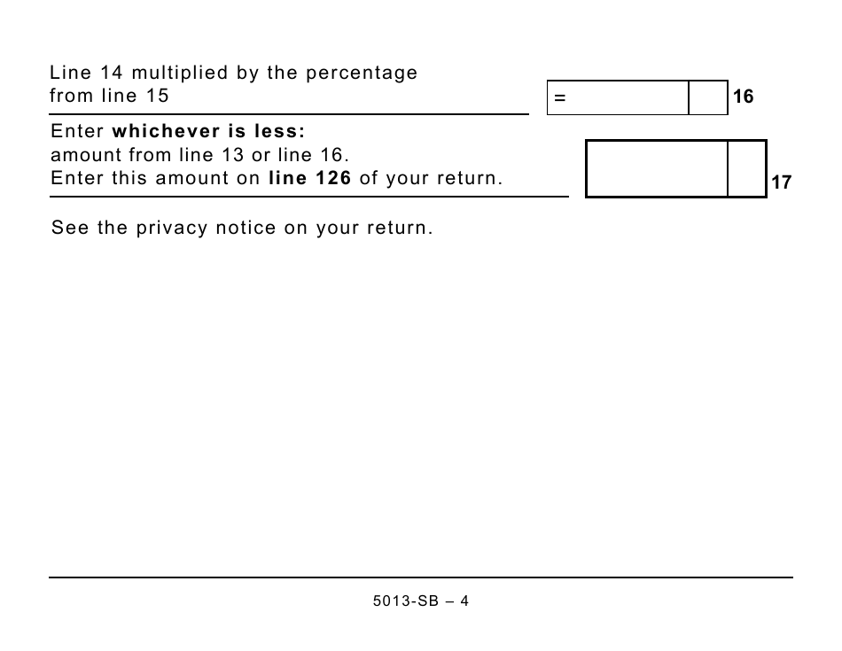 Form 5013-SB Schedule B Allowable Amount of Federal Non-refundable Tax Credits - Large Print - Canada, Page 4