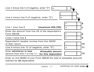 Form 5009-D Worksheet AB428 Alberta - Large Print - Canada, Page 11