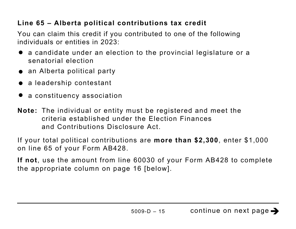 Form 5009-D Worksheet AB428 Alberta - Large Print - Canada, Page 15