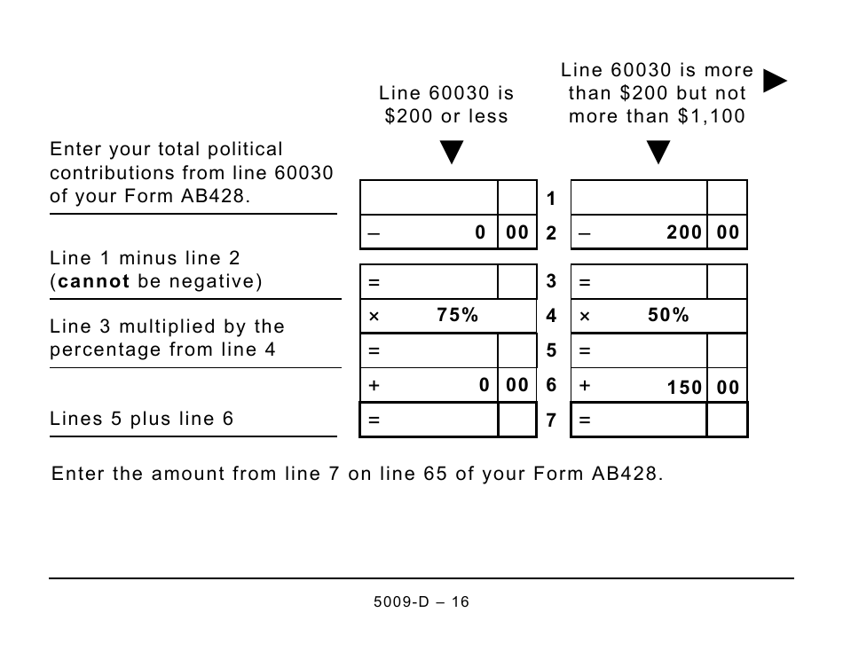 Form 5009-D Worksheet AB428 Alberta - Large Print - Canada, Page 16