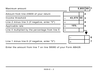 Form 5009-D Worksheet AB428 Alberta - Large Print - Canada, Page 2