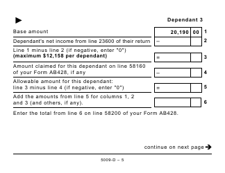 Form 5009-D Worksheet AB428 Alberta - Large Print - Canada, Page 5